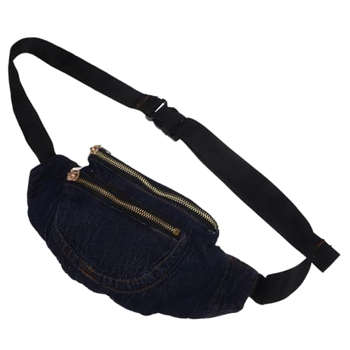 Ipetboom Denim Crossbody Bauchtasche Damen Retro mit Doppelten Taschen Weicher Verstellbarer Schultergurt Brusttasche für Alltag und Freizeit von Ipetboom
