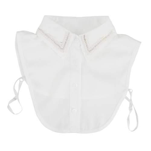 Ipetboom Diamant gefälschter Kragen Falscher Kragen für Frauen Mantel-Accessoire mit gefälschtem Kragen Fake-Kragen für Damen mit Schmucksteinen Kunstkragen Damen Polyester Weiß von Ipetboom