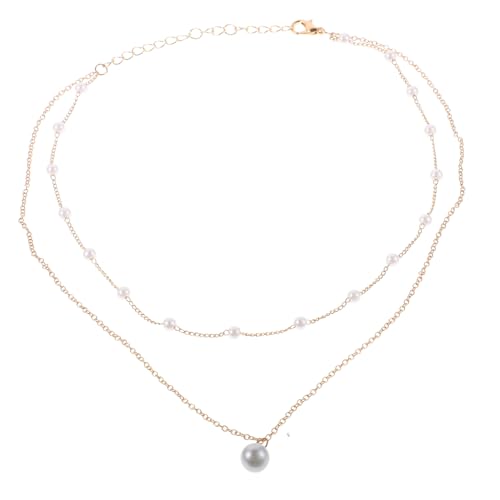 Ipetboom Doppellagige Perlenkette Für Damen Mit Perlenanhänger Goldene Layering-halskette Mehrreihige Trendige Damen-halsketten von Ipetboom