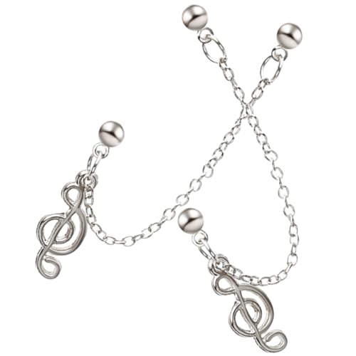 Ipetboom Doppelte Piercing Kettenohrringe für Frauen mit Musiknoten Design Modische Ohrclips aus Metall Stilvolles Ohrschmuck accessoire Passend zu Verschiedenen Outfits von Ipetboom