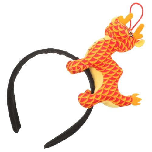 Ipetboom Drachen-stirnband Zubehör Stirnbänder Plüsch Drachen Haarband Chinesische Neujahr Haarspangen Drachenhaarband Haarband Mit Chinesischem Sternzeichen Stirnband-stütze Orange Stoff von Ipetboom