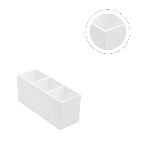 Ipetboom Kosmetikpinselbehälter Mit Drei Fächern Aus Acryl Aufbewahrungsbox Für Schreibtisch Und Büro Make-up-stift-organizer Für Zuhause Weiß von Ipetboom