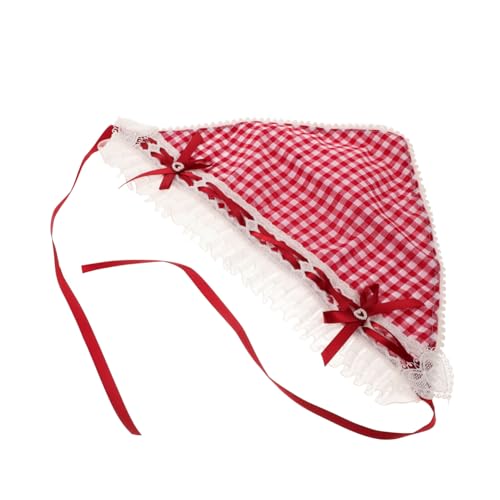 Ipetboom Dreieckstuch aus Spitze stirnband Haarband Spitzen-Haartuch Haartuch mit Spitze Kopftuch mit Spitze Boho-Bandana Bandana für Frauen Kopftuch für Damen Haarschal für Damen Stoff rot von Ipetboom