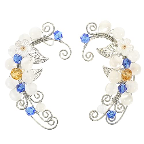 Ipetboom Ear für Damen Handgefertigte nicht Durchbohrte Blumen Clip Ohrringe Farbenfrohe Cosplay Ohrhänger Party und Weihnachtsaccessoire Links und Rechts von Ipetboom