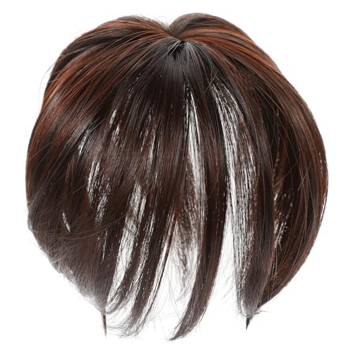 Ipetboom Echthaar Haartopper mit Clip Unsichtbare Gerade Haarfransen Atmungsaktiv und Komfortabel Vielseitig für Damen Natürlicher Look Lang Tiefbraun Leichtes Mesh Design von Ipetboom