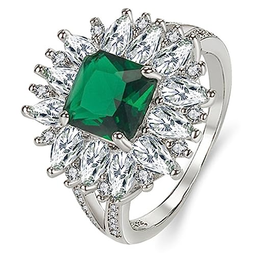 Ipetboom Edelsteinring Zirkonia für Frauen Eleganter Smaragdgrüner Schmuck oder Geburtstagsgeschenk mit Feiner Verarbeitung Modischem Design von Ipetboom