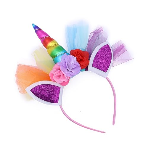 Ipetboom Einhorn Haarreif Junge Mädchen Grenadine Kopfschmuck Stirnband Für Party Dekoration Mit Einhornhorn Und Tierohren Cosplay Accessoire Regenbogen von Ipetboom