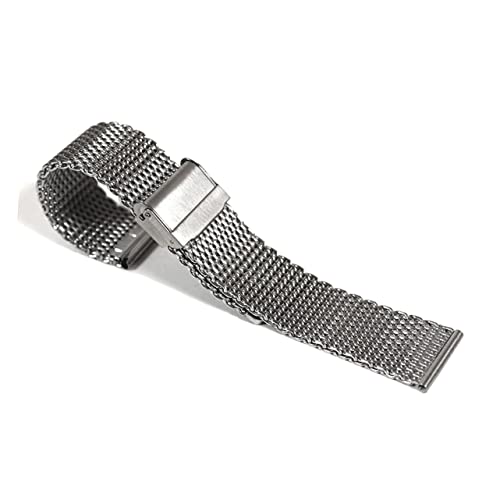 Ipetboom Einstellbares Mesh Uhrenarmband Silber Ultradünn Verstellbar Langlebig mit Sicherem Faltschließe Ersatzarmband für Herren und Damen Uhren von Ipetboom