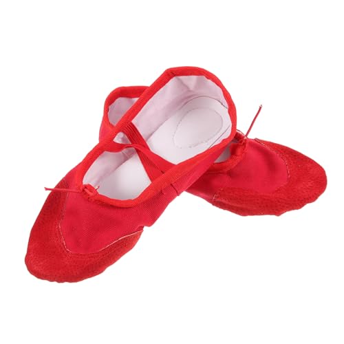 Ipetboom Elastische Ballettschuhe aus Glänzendem PU mit Rutschfester Halbsohle Flexiblen Tanzschuhen für Yoga Ballett Geeignet für Erwachsene Rot von Ipetboom