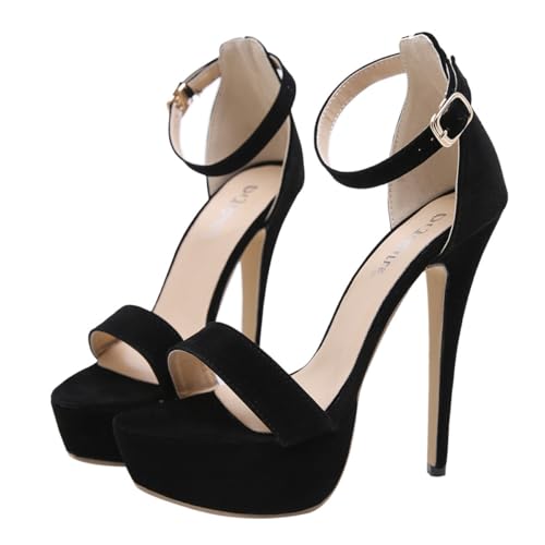 Ipetboom Elegante Damensandalen mit Absatz Feine Riemchen Rutschfest und Strapazierfähig Atmungsaktiv Modische Schwarze Sandaletten für Arbeit und Alltag von Ipetboom