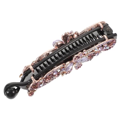 Ipetboom Eleganter Banane Haarclip mit Blumen design und Funkelnden Strasssteinen Robustes Sanft zum Haar Vielseitiges Accessoire für Frauen zum Fixieren und Stylen Verschiedener Frisuren von Ipetboom
