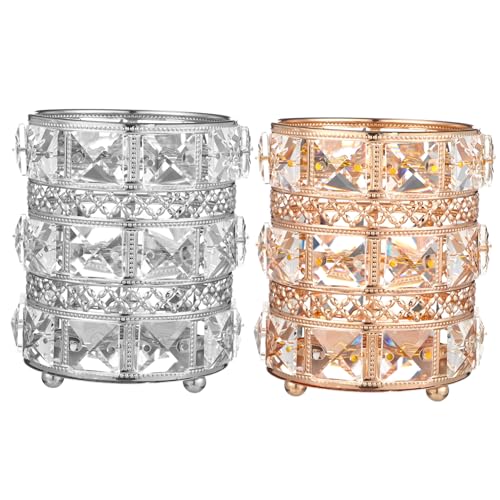 Ipetboom 2stücke Teiliges Kristall Makeup Pinsel Eleganter Kosmetik Organizer Für Schminkutensilien Und Schreibwaren Für Schreibtisch Und Tägliche Aufbewahrung von Ipetboom