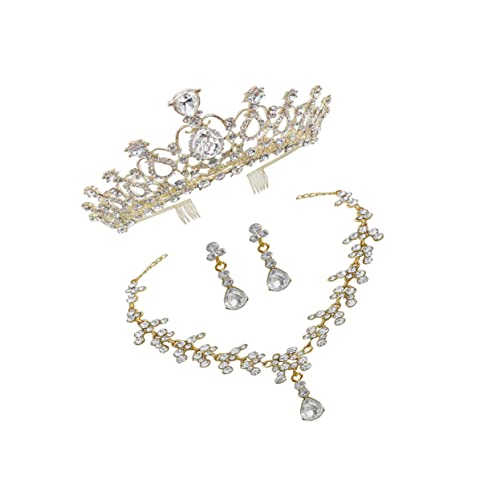 Ipetboom Elegantes Brautschmuckset Damen mit Krone Teiliges Set aus Halskette und Ohrringen in Gold Filigraner Hochzeitsschmuck für Festliche Anlässe und Kostümaccessoires Klassisch und für von Ipetboom