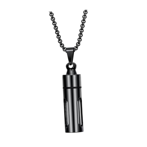 Ipetboom Elegantes Parfümflaschen anhänger Halskette aus Langlebigem Edelstahl Einzigartiges Schwarzes Duftflakon Design Kreatives Herren Schmuckstück mit Kette Modisches Accessoire von Ipetboom