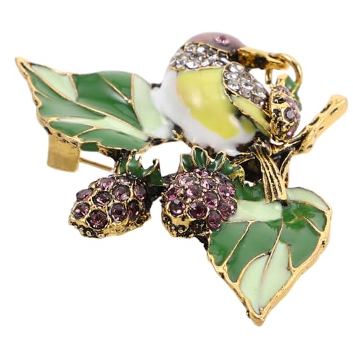 Ipetboom Erdbeerbrosche Hübsche Tierbrosche Schmuck Erdbeerknopfnadel Hübsche Kristallbrosche Tierkristallbrosche Anstecknadeln Glänzende Kristalltierbrosche Elsterbrosche Zinklegierung von Ipetboom
