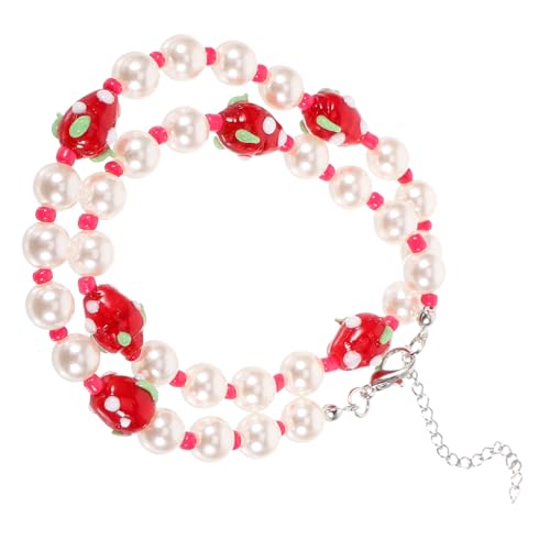 Ipetboom Erdbeerperlen Halskette für Damen Zierliche Choker Halskette Leicht und Hautfreundlich für Outfit Perfektes zu Festen Wie Weihnachten oder Valentinstag von Ipetboom