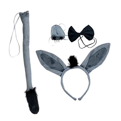 Ipetboom Esel Kostüm Requisiten Mit Esel Ohr Stirnband Eselschwanz Bowtie Und Nase Decor Für Kostümpartys Halloween Osterfeiern Schulaufführungen von Ipetboom