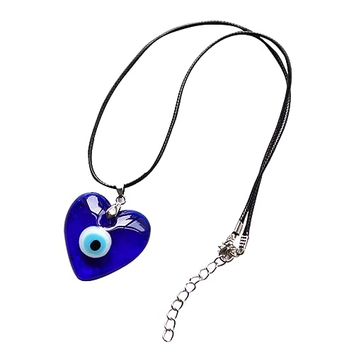 Ipetboom Evil Eye Glasanhänger Halskette Damen Herren Leichtes Schmuckstück mit Blauem Auge Verstellbar für Alltag Party von Ipetboom