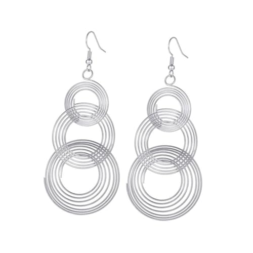 Ipetboom Exklusive Retro Damen Ohrringe Silberfarben Mehrlagige Große Runde Ohrhänger Elegant Modisch Für Party Hochzeit Alltag von Ipetboom