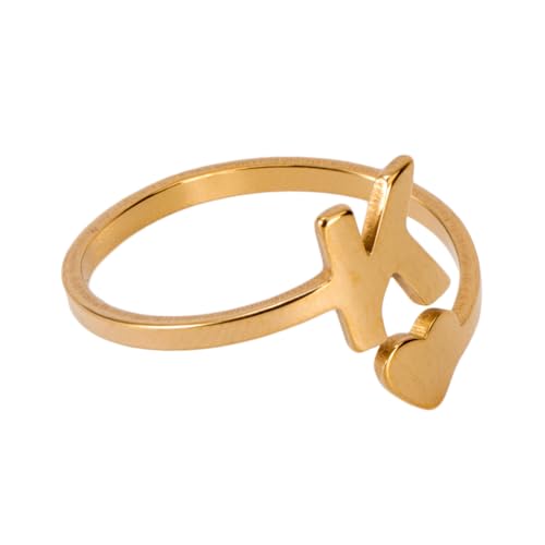 Ipetboom Exquisiter Buchstabenring aus Schlichtes Design mit Goldenem Finish Modischer Damenschmuck für Finger Herzförmige Initialen Langlebig und Rostfrei für Frauen und Teenager von Ipetboom