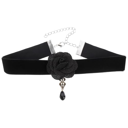 Ipetboom Extravaganter Spitzen choker Halskette mit Blumenmotiv Komfortable Kettenverarbeitung Modische Clavicle kette für Damen Geeignet für Alltag Party und Cosplay Schwarz Stilvoll und von Ipetboom