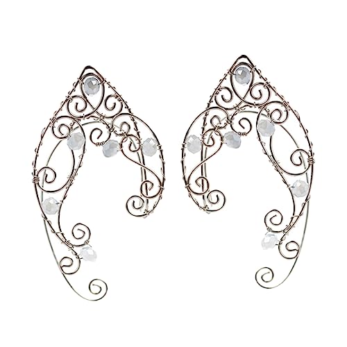 Ipetboom Fairy Ear Ohrklammern Damen Non Piercing Schmuck mit Perlen Verstellbar Komfortabel für Hochzeit Party Festival Cosplay von Ipetboom