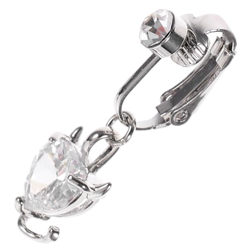 Ipetboom Fake Bauchnabelring Herz Zirkonia Anhänger Clip Bauchnabelpiercing Schmuck für Damen Nicht Durchstochen Bauchring Modisch Sicher und Wiederverwendbar von Ipetboom
