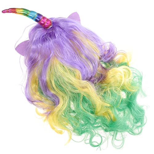Ipetboom Fantasievolle Perücke Lange Lockige Regenbogen Perücke für Cosplay Karneval Halloween Partys Synthetikperücke mit Erwachsene Kostümzubehör von Ipetboom