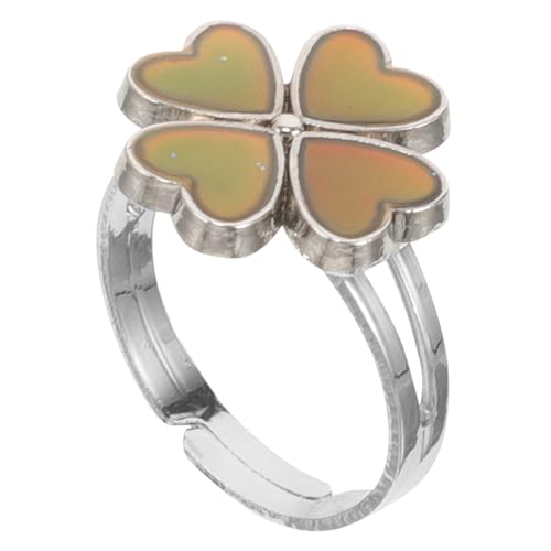 Ipetboom Farbwechsel Stimmungsring Mädchen Temperatur Farbwechsel Ring mit Kleeblatt Motiv Niedlicher Schmuck für Kleinkinder und Mädchen Eleganter Dekorativer Ring von Ipetboom