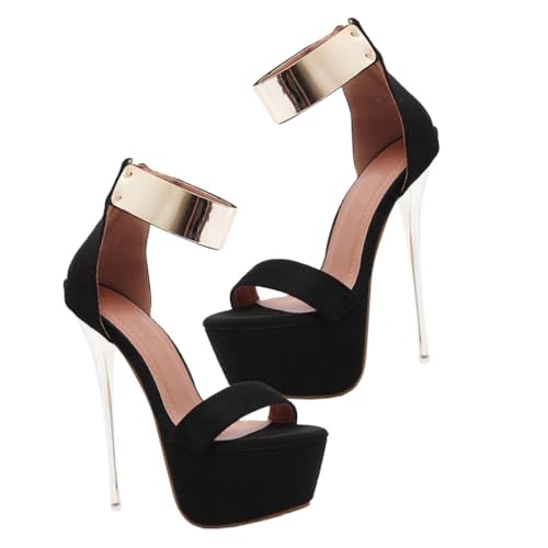 Ipetboom Fashion Damen Sandalen mit Dünnem Absatz Rutschfeste Sommer Schuhe Schwarze High Heel Sandaletten Wasserdichtes Design Modisch und Kühlend für Strand und Alltag von Ipetboom