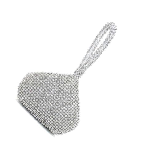 Ipetboom Fashionable Rhinestone Clutch Bag für Damen Abendtasche mit Vollem Strassbesatz Hochzeiten Partys Formelle Anlässe Silber für Geldbörse Smartphone Lippenstift von Ipetboom