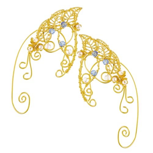 Ipetboom Feine Elfenohr Manschetten Ohrringe für Damen Handgefertigte nicht Durchbohrte Ohrclips Zarte Dreiblättrige Ohrhänger Eleganter Schmuck für Hochzeit Party und Cosplay von Ipetboom