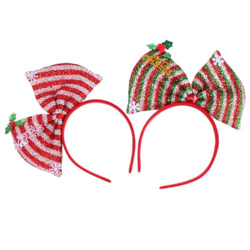 Ipetboom 2stücke Weihnachts-stirnband Mit Glitzer-schleife Weihnachts-kopfschmuck Weihnachts-haarreif Festlicher Haaraccessoire Für Winterthema Und Feiertage von Ipetboom