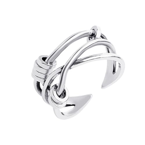 Ipetboom Fidget Ring Damen Unregelmäßiger Offener Ring mit Drehperlen Schmuck Alloy Geometrischer Fingerschmuck für Frauen von Ipetboom