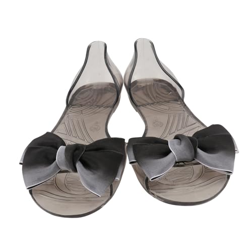 Ipetboom Flache Bowknot Sandalen Damen Fisch motiv Sommerschuhe Schwarz Rutschfest Leicht Atmungsaktiv Modische Strand Alltagsschuhe Für Frauen und Schwangere Komfortable Flache von Ipetboom