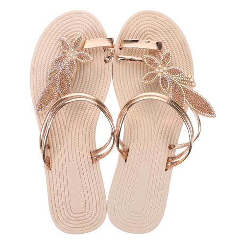 Ipetboom Flache Strandpantoffeln – Zehenring-sandalen Im Boho-blatt-stil Für Damen – Bequeme, Weiche Sommersandalen Mit Schmucksteinen Für Unterwegs von Ipetboom