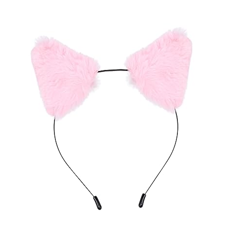 Ipetboom Flauschige Rosa Katzen Und Fuchsohren Haarreifen Verstellbare Kopfbedeckung Für Kostümpartys Karneval Und Festivals Hübsches Haarschmuck Für Damen Und Mädchen von Ipetboom