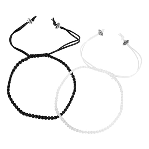 Ipetboom Geflochtene Partnerarmbänder aus Handgefertigtem Seil Verstellbare Stilvolle Schwarze und Weiße Pärchenarmbänder für Freundschaft und Beziehung Teiliges für Freunde von Ipetboom