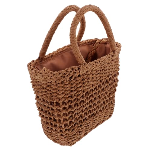 Ipetboom Geflochtene Stroh Schultertasche Damen Sommer Tasche mit Hohlmuster Leicht Handgefertigt als Cellphone Bag und Casual Umhängetasche für Strand Shopping Alltag von Ipetboom