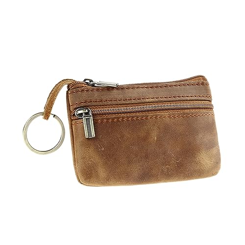 Ipetboom Geldbörse Schlüsseletui Brieftaschen Geldbörse Damen Winzig Mini Klein Geldbeutel Tragbar Q Retro-Brieftasche Reißverschlusshalter Brown von Ipetboom