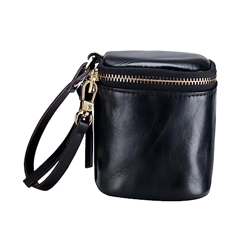 Ipetboom Geldbörse Kosmetiktasche Handtaschen Make-up-Taschen Handtasche mit Reißverschluss Umhängetasche Portemonnaie Minitasche draussen Lanyard Lippenstift Mini-Tasche Damen Echtes Leder von Ipetboom