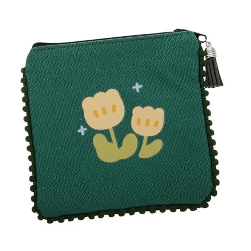 Ipetboom Cute Tassel Purse Für Tragbare Mini Geldbörse Canvas Dunkelgrün Für Münzen Und Kleingeld Für Mädchen Und Mädchen von Ipetboom
