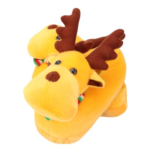 Ipetboom Gemütliche Hausschuhe mit Cartoon Warme Baumwoll Pantoffeln für Herbst und Winter Rutschfest Flache Absätze Leichte Indoor Schuhe für Damen und Herren Gelb von Ipetboom