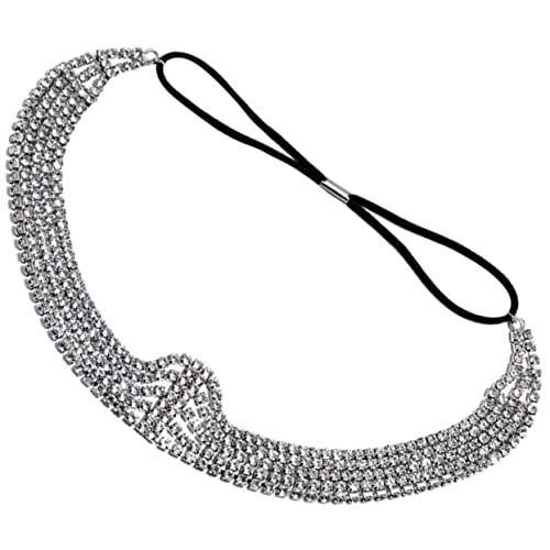 Ipetboom Geschichtetes Strass-Stirnband elastische haargummi elastisches haarband Stirnkette aus Kristall Haarschmuck Haarbänder Strass-Stirnband für Frauen Strass-Stirnband-Kette Hochzeit von Ipetboom