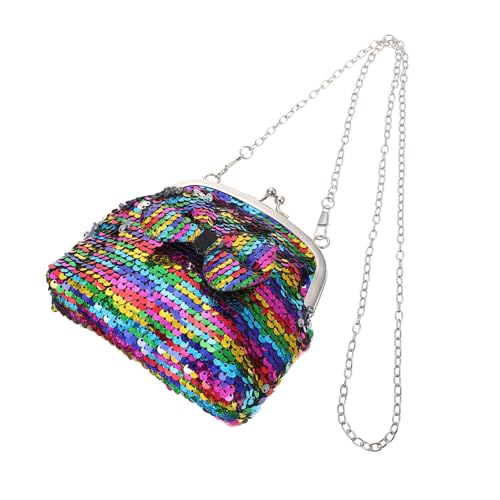 Ipetboom Glitzer Pailletten Einzelschulter Tasche mit Schleifenmotiv Farbenfrohe Umhängetasche Dekorative Aufbewahrungstasche für Münzen und Kleine Gegenstände Ipetboom Glitzer Pailletten Einzelschulter Tasche mit Schleifenmotiv Farbenfrohe Umhängetasche Dekorative Aufbewahrungstasche für Münzen und Kleine Gegenstände von Ipetboom