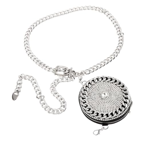 Ipetboom Glitzernde Damen umhängetasche mit Rhinestone dekor Mini Crossbody Waist Chain Bag Modische Bauchtasche für Party Shopping Reisen und Alltag von Ipetboom