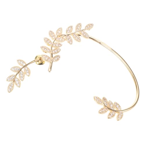 Ipetboom Glitzernde Ohrmanschette mit Zirkonia blattdesign Abnehmbar Leichter Ohrwickel Frei von Piercing Eleganter Ohrkletterer für Hochzeiten Partys und Alltag Damen schmuck in Gold von Ipetboom