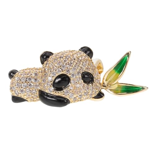 Ipetboom Glitzernde Panda Anstecknadel mit Strasssteinen Cartoon Tier Brosche mit Bambusblatt Design Schimmernder Hemd Pin Sicherer Rutschfester Schmuck für Kleid Hut Rucksack und Pullover von Ipetboom
