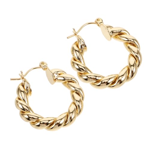 Ipetboom Goldene Creolen Ohrringe Damen Echtes Gold Plattiert Leicht und Modisch Gedrehte Form für Party Hochzeit Abschlussfeier für Frauen und Mädchen Vielseitig Kombinierbar von Ipetboom