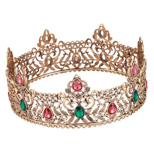 Ipetboom Goldene Königskrone für Herren Gothic Stil Leichtes Cosplay Hochzeit Party Diadem Verstellbar Komfortabler Kopfschmuck für Fotos Bühne und Festliche Anlässe von Ipetboom